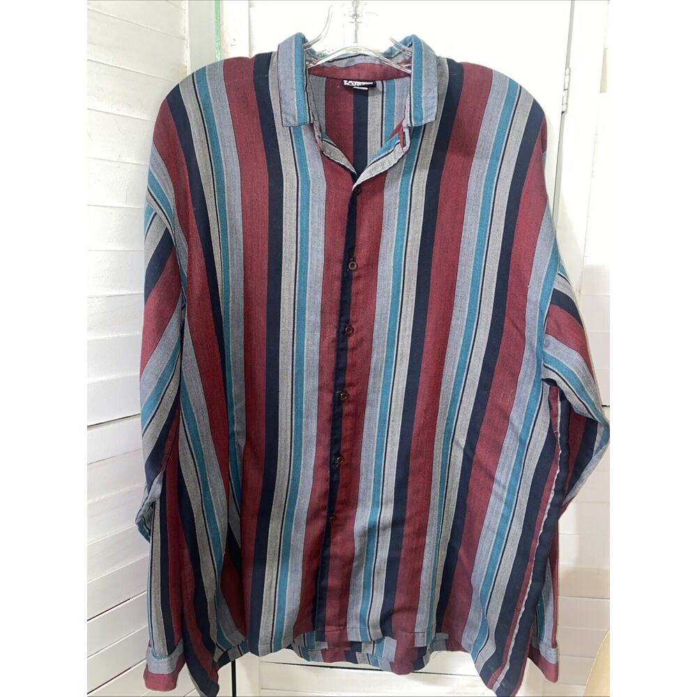 Vintage Kudos Shirt Men's Sz Large 44 Western Striped Long Sleeve Button Front
